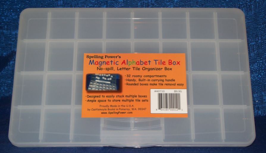 The Spelling Power Organizer Box has 32 compartments.